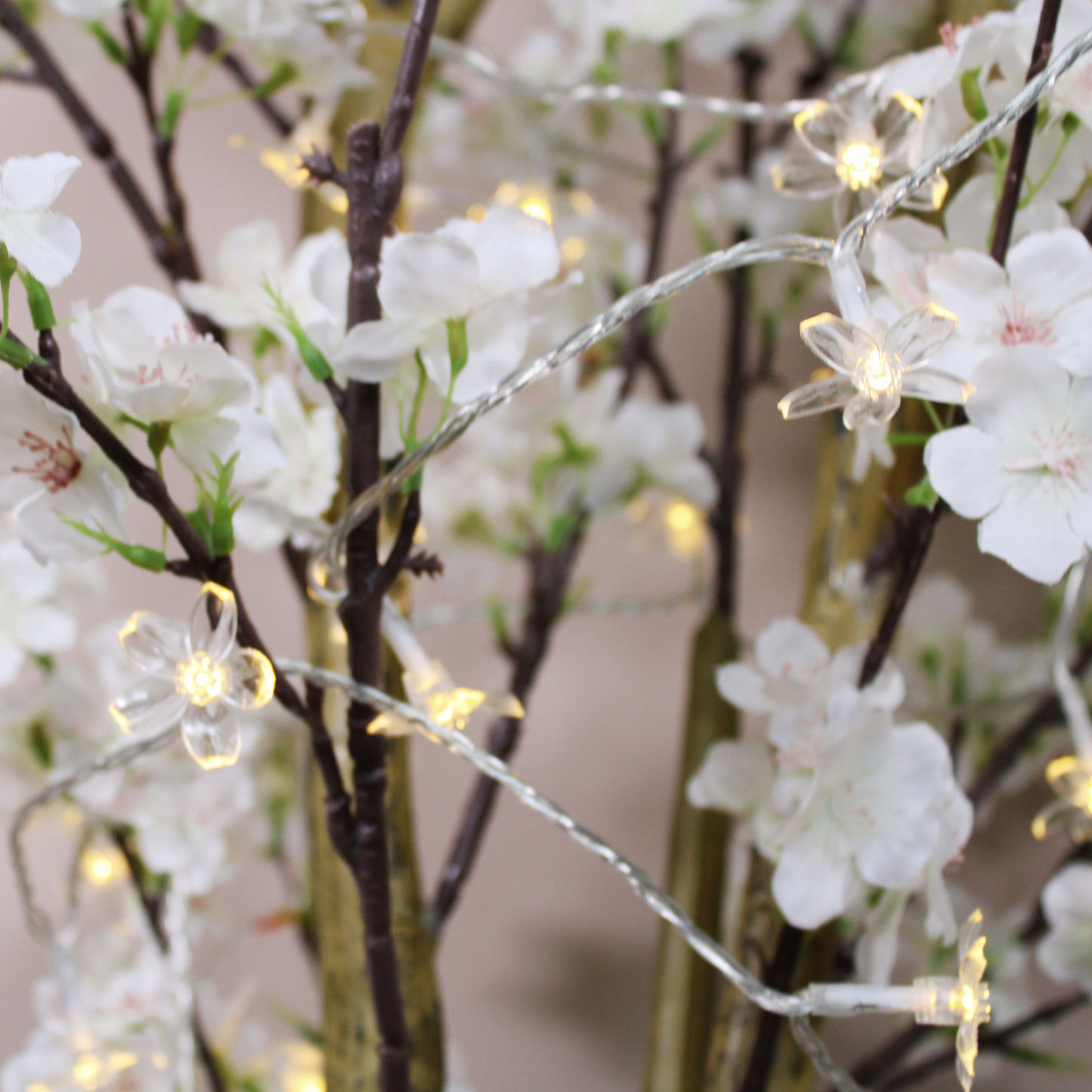 6ft Artificial Cherry Blossom Tree + Cherry Blossom Lights + Plant Basket, Tree Indoor, Tall Fake Trees, White Decorative Tree with Lights, Japandi Aesthetic Japanese Home Decor Living Room