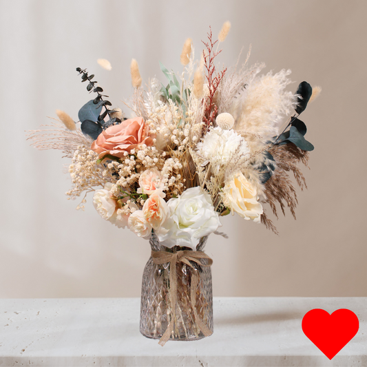 High End Artificial Flowers & Pampas Grass Decor with Vase, Centro De Mesa de Comedor, Adornos para Sala Modernos, Kitchen Island Decor, Home Decor Living Room Table Decor